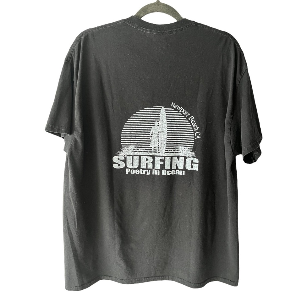 Vintage Newport Beach Black Surf Tee Size XL